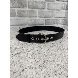 Vintage Y2K Coach Black Leather Belt with Silver Buckle, Size Small